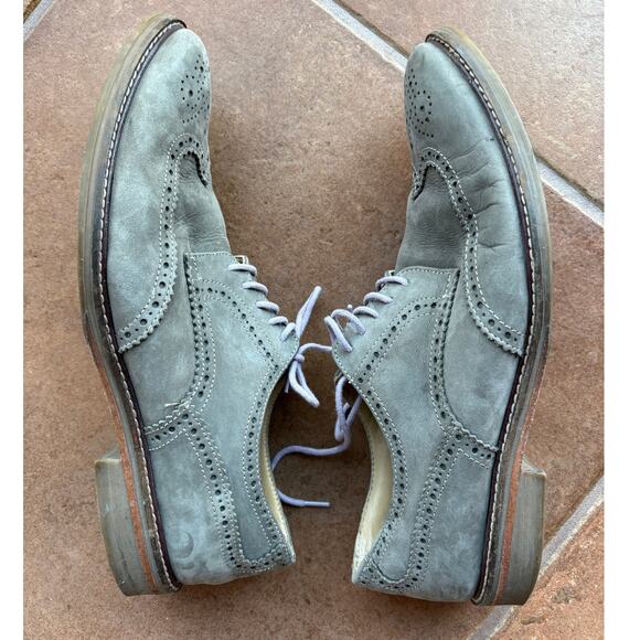 Kurt Geiger London Mens Gray Leather Wing Tip Dress Shoes size 42 US size 9 - Picture 12 of 16